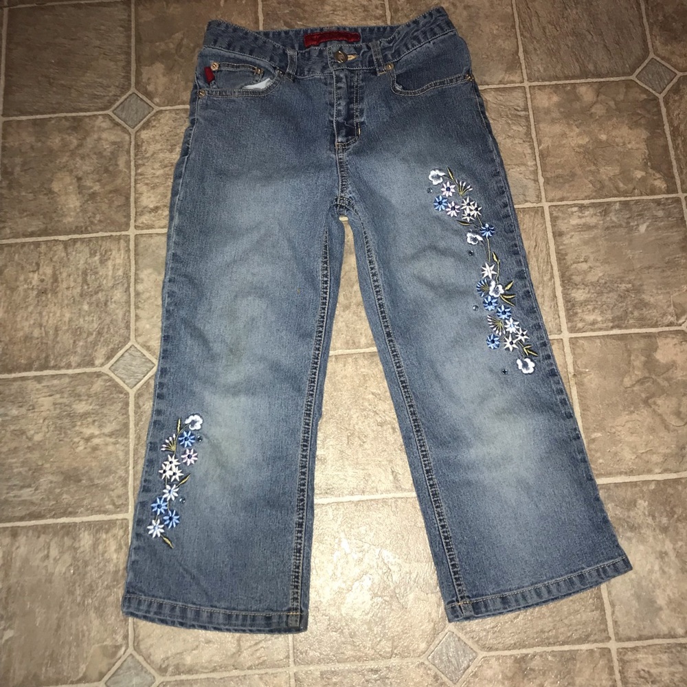 Girls floral embroidered denim slim BONGO jeans